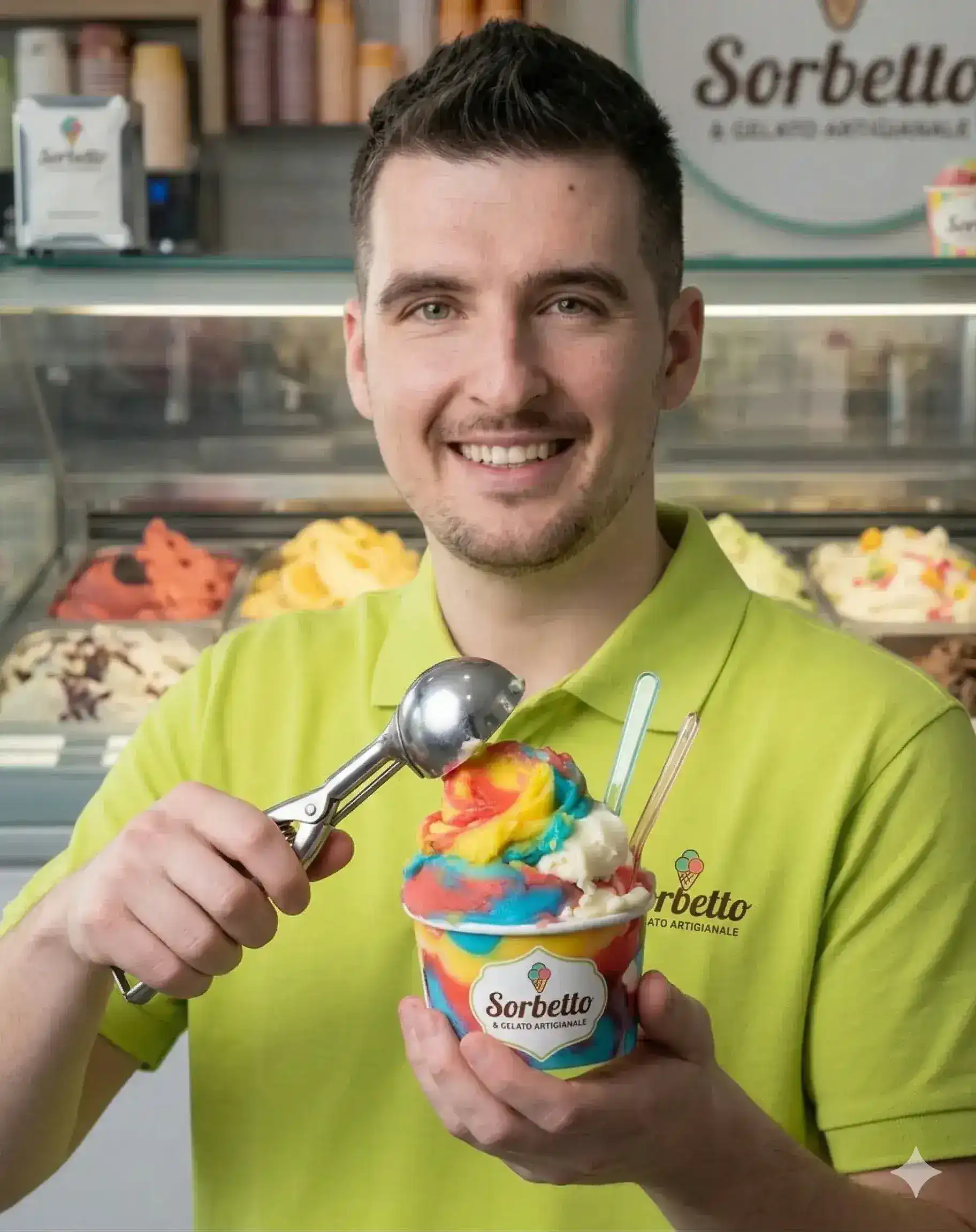 Borjan Jaksic selling shaved ice at a state fair